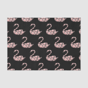 Papier Mousseline Cygne de perle rose élégant sur fond noir