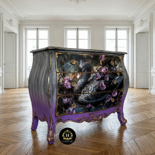 Papier Mousseline Cygne noir avec découpage floral pourpre