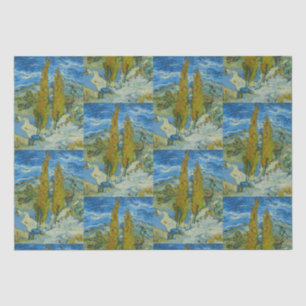 Papier Mousseline Cyprès de Van Gogh - Ciel bleu tourbillonnant