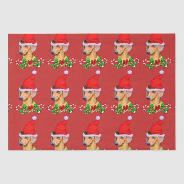 Papier Mousseline Dachshund à Noël à Santa Hat (Recto)