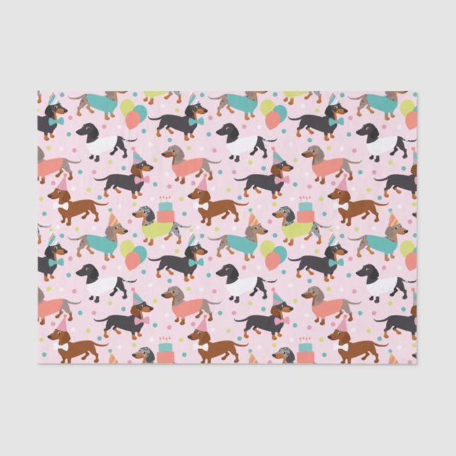 Papier Mousseline Dachshund Anniversaire Tissu Papier (Recto)