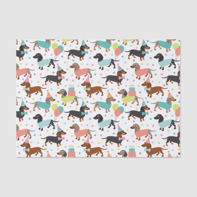 Papier Mousseline Dachshund Anniversaire Tissu Papier (Recto)