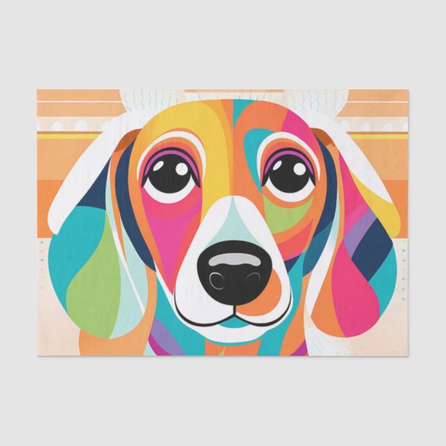 Papier Mousseline Dachshund Art coloré (Recto)