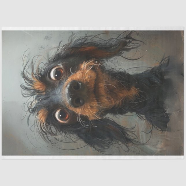 Papier Mousseline Dachshund Blinky Dog Decoupage (Recto)