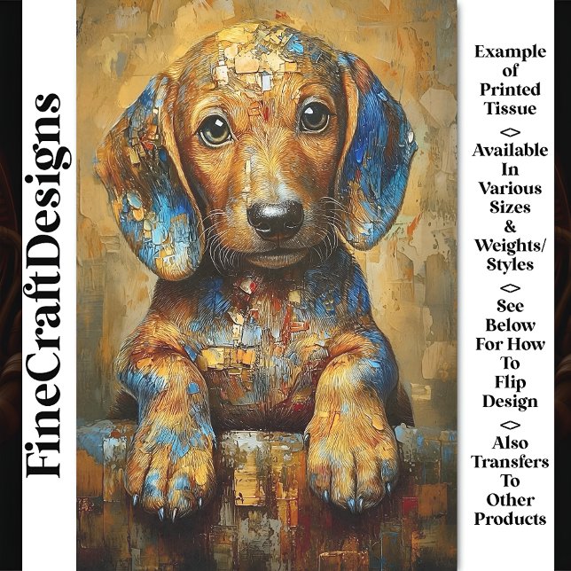 Papier Mousseline Dachshund Chien Chien Puppy Oil Portrait BV1 Décou (Créateur téléchargé)