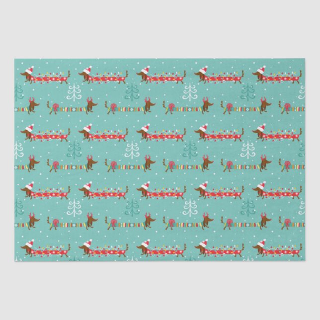 Papier Mousseline Dachshund de Noël  (Recto)