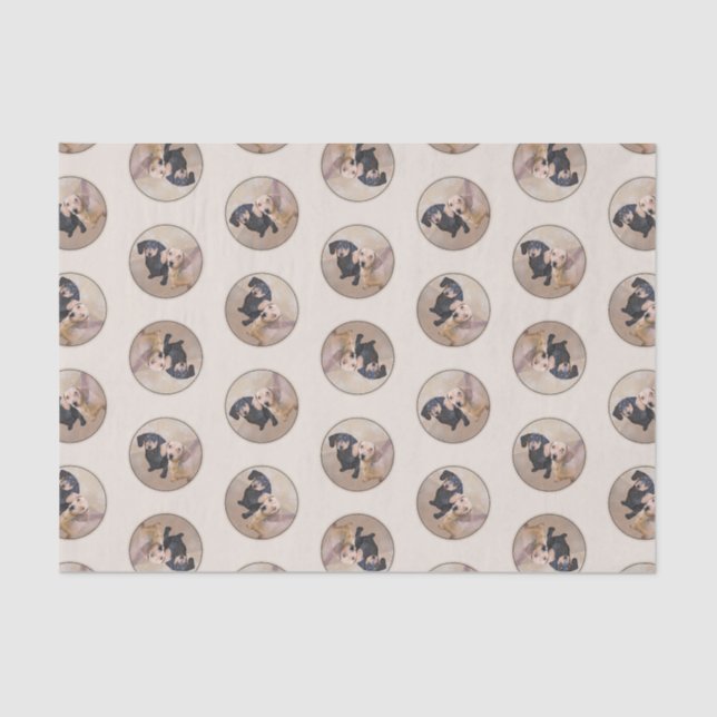 Papier Mousseline Dachshund Peinture Smooth Black & Tan Red Dog Art (Recto)