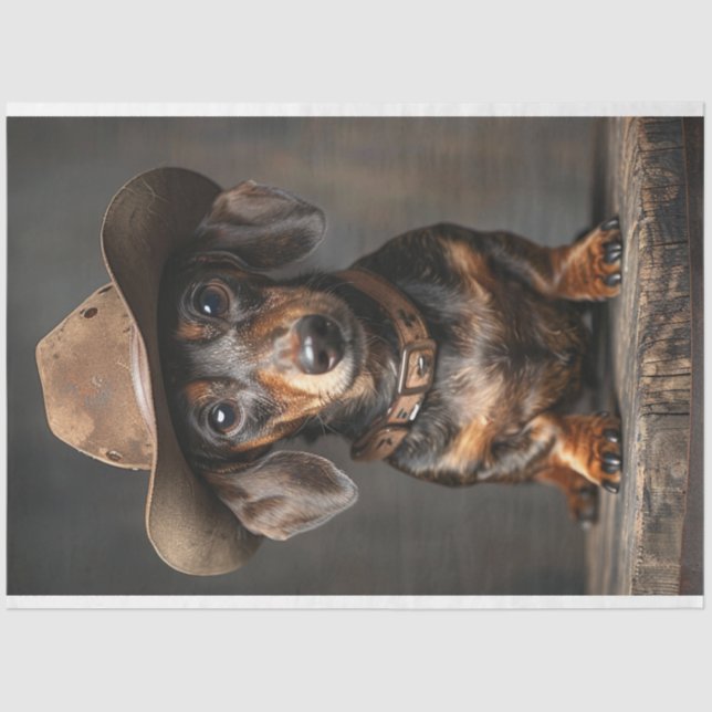 Papier Mousseline Dachshund Sheriff Dog sur la chaîne (Recto)
