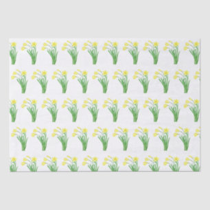 Papier Mousseline Daffodiles Aquarelle Jaune Ressort Floral Joli