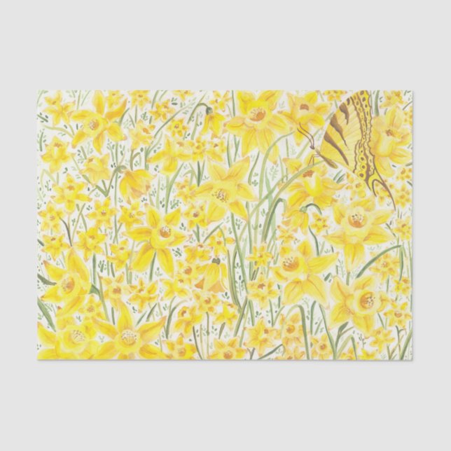 Papier Mousseline Daffodique Papier Tissu Fleur Jaune (Recto)
