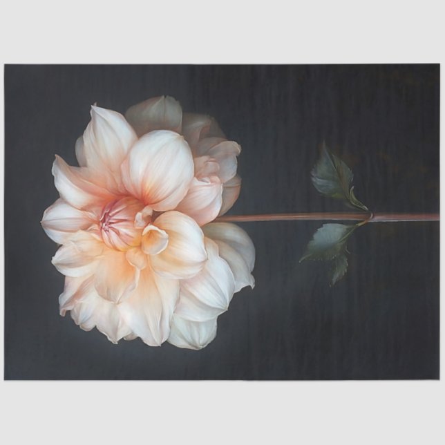 Papier Mousseline Dahlia en fleurs peinture botanique Découpage (Recto)