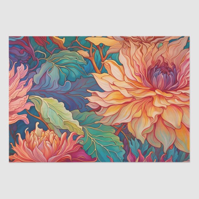 Papier Mousseline Dahlia Tapisserie florale (Recto)