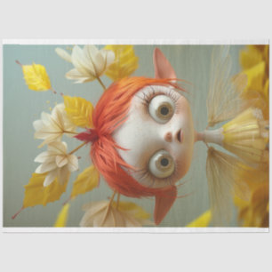 Papier Mousseline Daisies Jaunes Fairy Girl Découpage