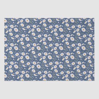 Papier Mousseline Daisies (Royal Blue) - Aquarelle Motif Floral