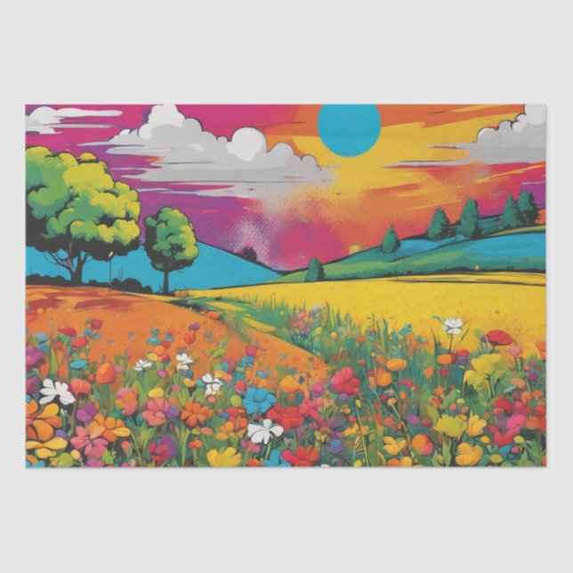 Papier Mousseline Daisy Delight Pop Art Blossoms papier découpage (Recto)