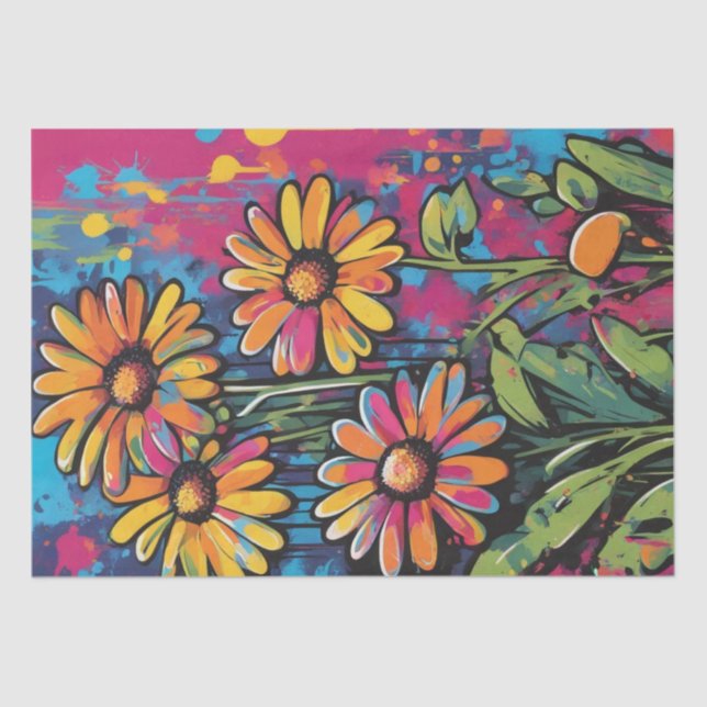 Papier Mousseline Daisy Delight Pop Art Blossoms papier découpage (Recto)