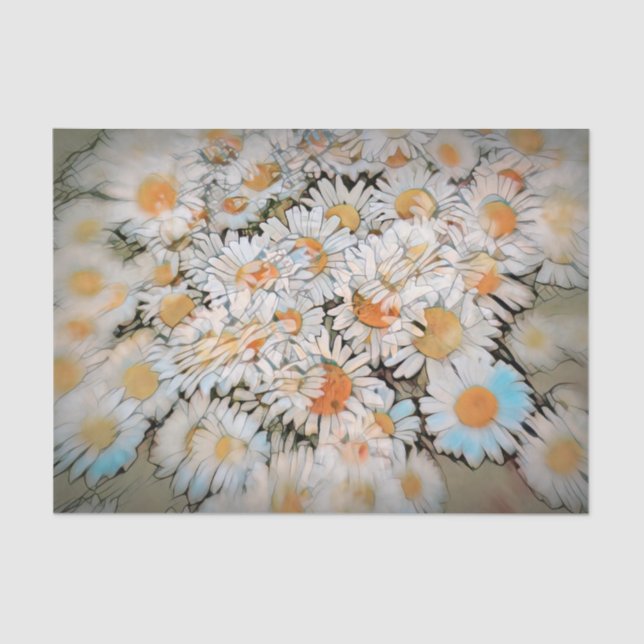 Papier Mousseline Daisy Print White Flower Art Découpage (Recto)