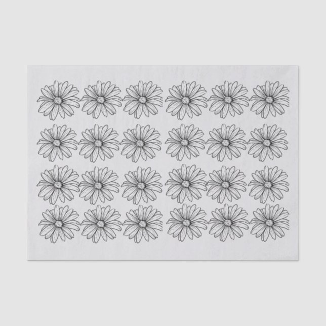 Papier Mousseline Daisys en gris (Recto)