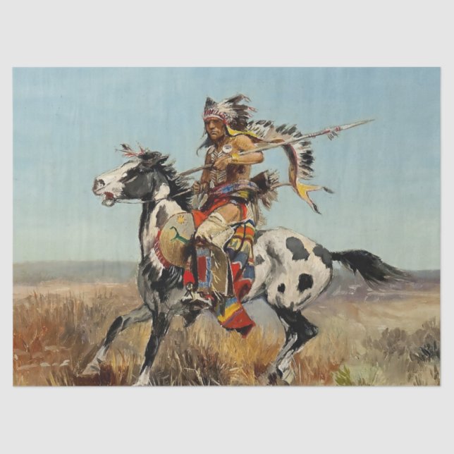 Papier Mousseline "Dakota Chief" Art occidental de Charles M Russell (Recto)