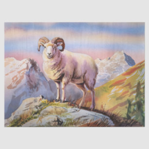 Papier Mousseline Dall Sheep Ram sur une découpage de montagne majes
