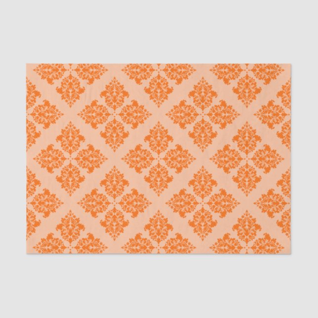 Papier Mousseline Damas de Tangerine (Recto)