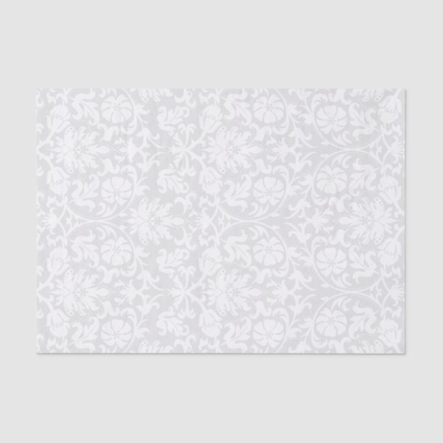 Papier Mousseline Damas floral blanc (Recto)