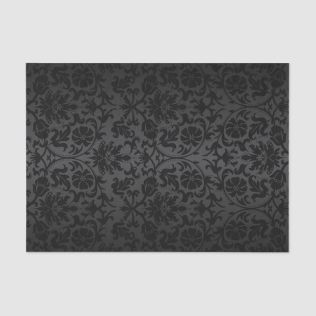 Papier Mousseline Damas floral noir (Recto)
