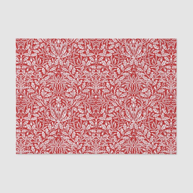 Papier Mousseline Damas florales de style Art nouveau, rouge profond (Recto)