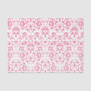 Papier Mousseline Damas florales roses et blanches