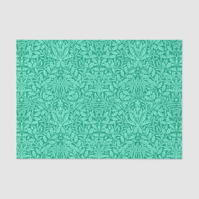 Papier Mousseline Damas florales, turquoise et aqua Art nouveau (Recto)