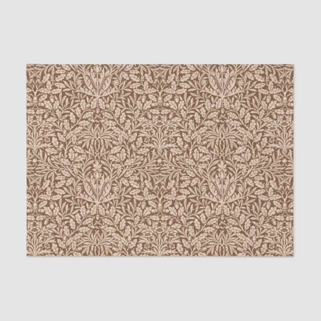 Papier Mousseline Damas floraux, taupe et beige Art nouveau (Recto)