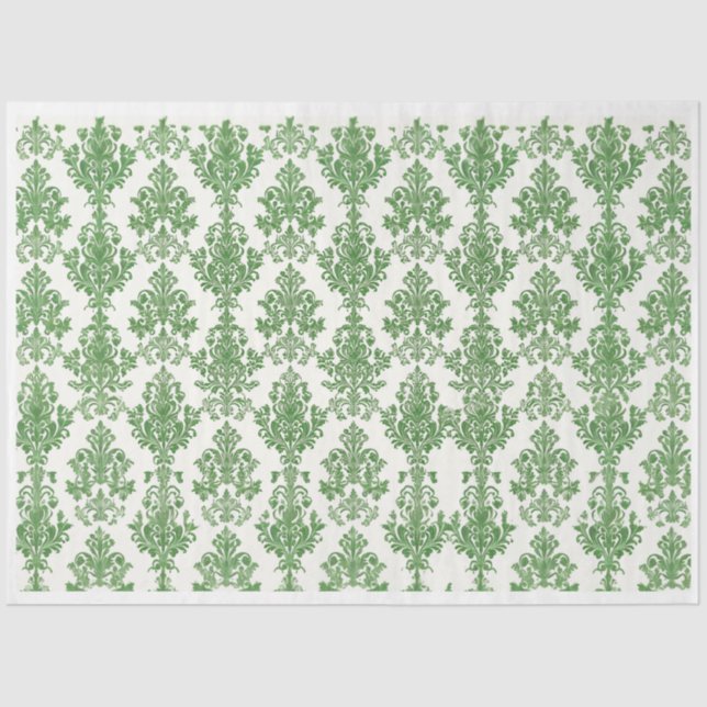Papier Mousseline Damas vert (Recto)