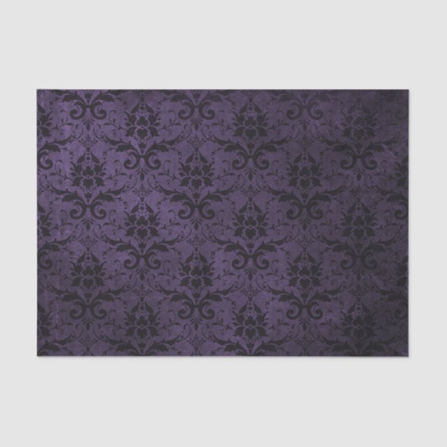 Papier Mousseline Damas violet et noir (Recto)