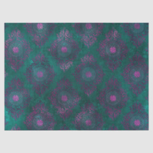 Papier Mousseline Damas violet sur la découpage Turquoise