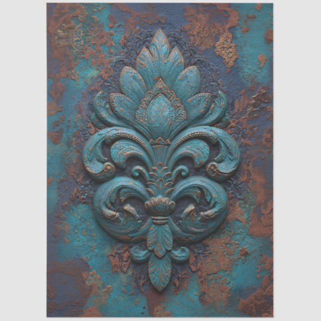 Papier Mousseline Damask Embossed Fleur-De-Lis Decoupage (Recto)