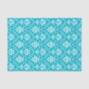 Papier Mousseline Damassé bleue et blanche d'Aqua