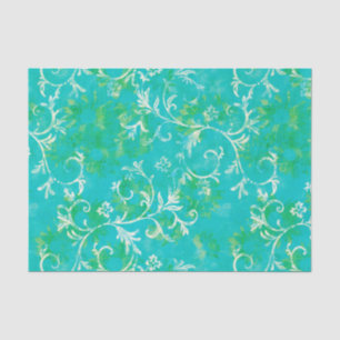 Papier Mousseline Damassé bleue et verte