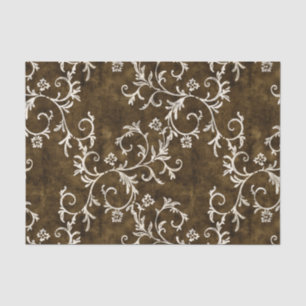 Papier Mousseline Damassé Brown et blanche