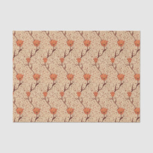 Papier Mousseline Damassé, corail et beige de tulipe de Nouveau
