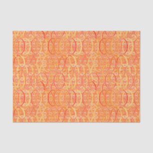 Papier Mousseline Damassé d'arabesque - doucement orange et corail