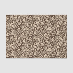 Papier Mousseline Damassé de chardon de William Morris, Taupe Tan et
