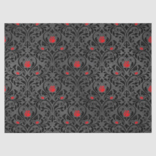 Papier Mousseline Damassé Decoupage de rose rouge et de noir