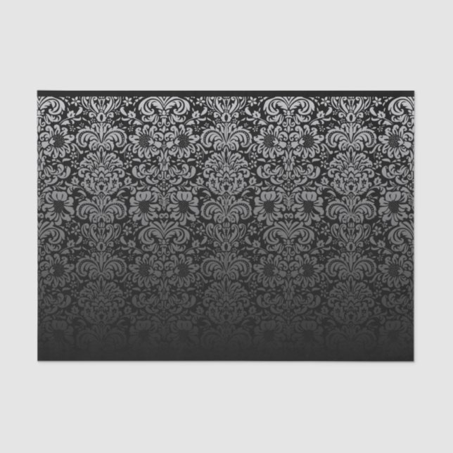 Papier Mousseline Damassé élégante (noir et argent) (Recto)