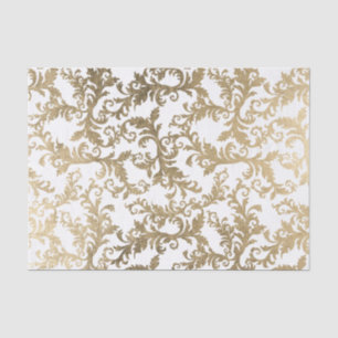 Papier Mousseline Damassé florale d'or vintage élégant de faux