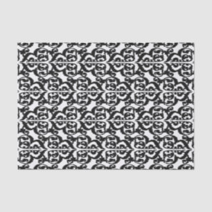 Papier Mousseline Damassé maure d'Ikat - noire et blanche