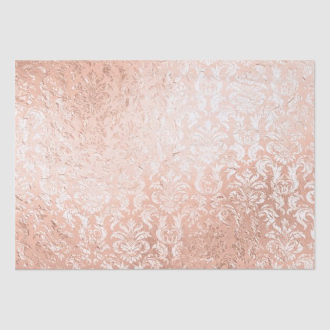 Papier Mousseline Damassé or rose (Recto)