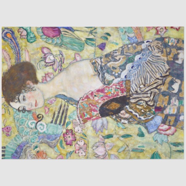 Papier Mousseline Dame avec un ventilateur, Gustav Klimt (Recto)