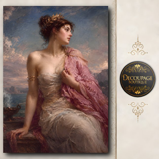 Papier Mousseline Dame Classique en Châle de Soie Rose (Classical Lady in Rose Silk Shawl Tissue Paper)
