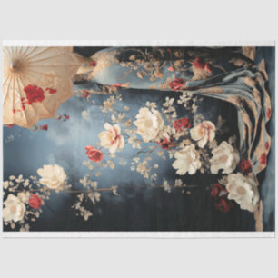 Papier Mousseline Dame de chinoiserie debout avec un parasol Portrai