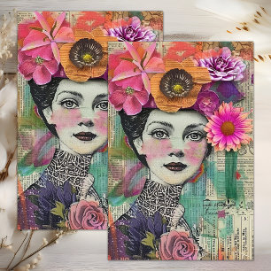 PAPIER MOUSSELINE DAME DE LA MODE VINTAGE DÉCOUPAGE MIXTA MEDIA